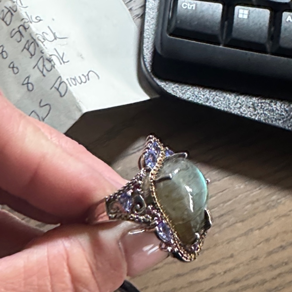 Vintage Sajen sterling silver ring with labradorite and amethyst. - Picture 8 of 9